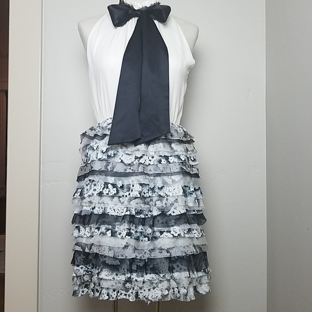 Alice + Olivia Silk NecK Tie Ruffled Dress Size 10